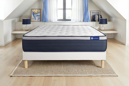 Ensemble Matelas Sommier 200x200 cm - Sommier Blanc (en kit) - Actilatex Max