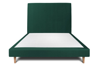 Lit 140x200 cm avec Tête de lit tapissée - Tissu Velours Vert