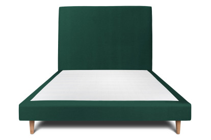 Lit 150x200 cm - Sommier tapissier H29 cm + tête de lit tapissée - Tissu Velours Vert