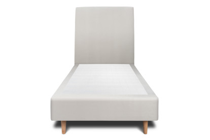 Lit 90x200 cm - Sommier tapissier H35 cm + tête de lit tapissée - Tissu Velours Gris Clair