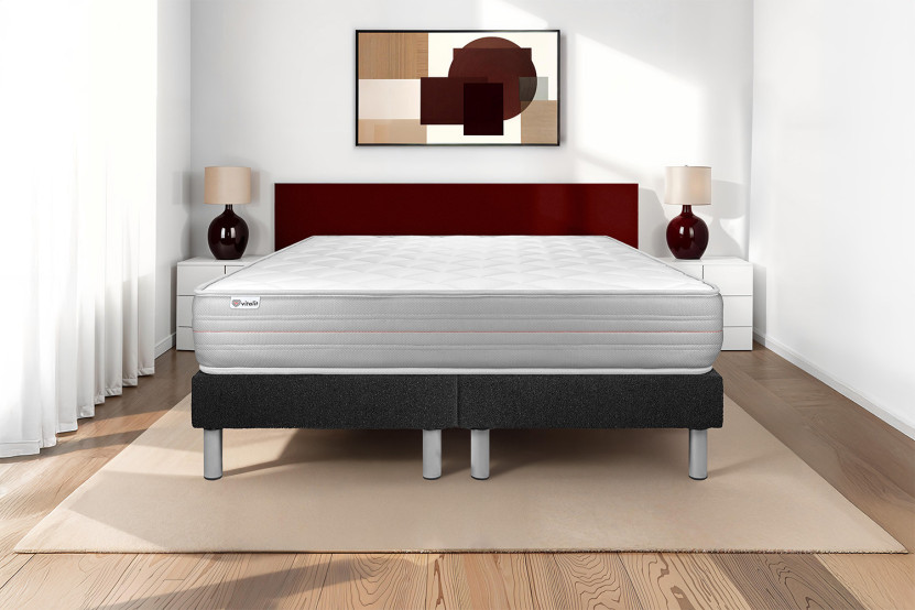 Ensemble Matelas Sommier 180x200 cm - 2 Sommiers Noir - Vitalmemo