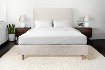 Tête de lit 180 cm Tapissée - Tissu Bouclette Beige Clair