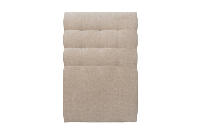 Lit 90x200 cm avec Tête de lit capitonnée - Tissu Toile natté Beige Brun