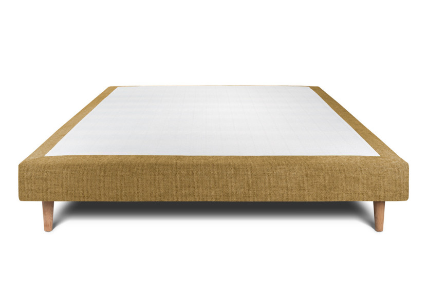 Sommier Tapissier 160x200 cm - H29 cm - Toile nattée - Jaune