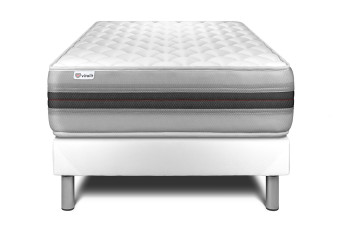 Ensemble Matelas Sommier 90x200 cm - Sommier Blanc (déjà monté) - Vitalmemo Back