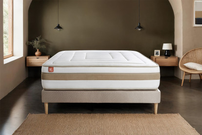 Ensemble Matelas Sommier 90x190 cm - Sommier Beige (en kit) - Le Raffiné