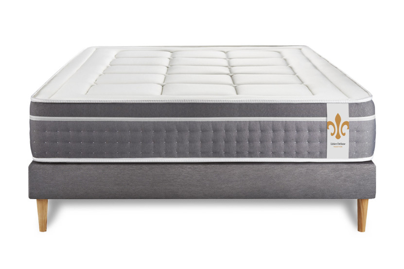Ensemble Matelas Sommier 180x200 cm - Sommier Gris (en kit) - Trente