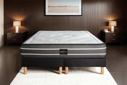 Ensemble Matelas Sommier 160x200 cm - 2 Sommiers Noirs - Exclusive