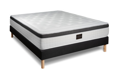 Ensemble Matelas Sommier 140x190 cm - Sommier Noir (en kit) - Privilège