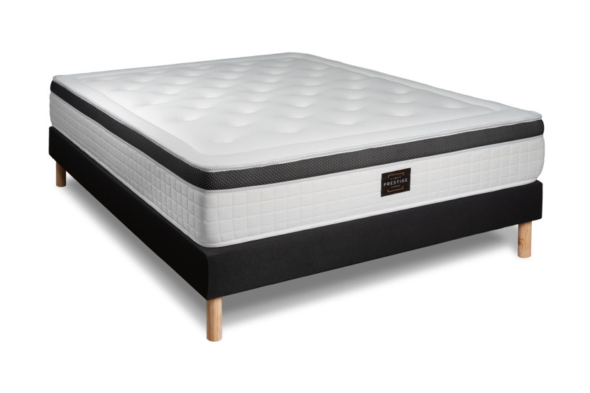Ensemble Matelas Sommier 140x190 cm - Sommier Noir (en kit) - Privilège