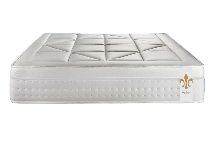 Pack lit complet 200x200 cm - Matelas + Sommier Gris (en kit) + 2 oreillers + Couette - Vingt-Huit