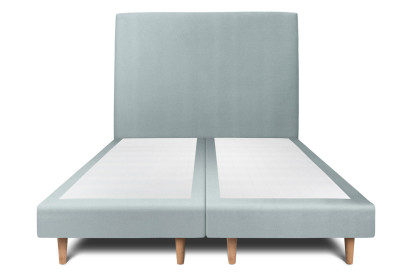 Lit 2x 100x200 cm - Sommier tapissier H29 cm + tête de lit tapissée - Tissu Velours Gris Bleuté
