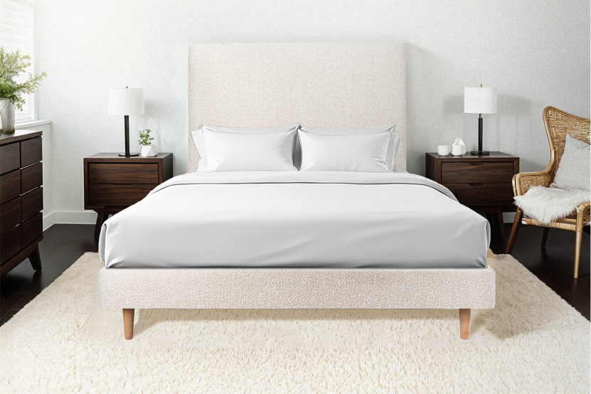 Sommier Tapissier 135x190 cm - Bouclette - Beige clair