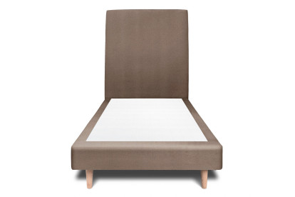 Lit 90x190 cm - Sommier tapissier H29 cm + tête de lit tapissée - Tissu Velours Taupe