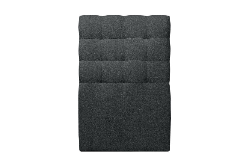Lit 90x190 cm avec Tête de lit capitonnée - Tissu Bouclette Noir