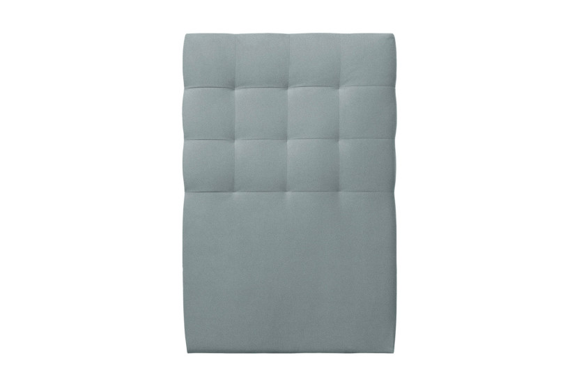 Lit 90x190 cm avec Tête de lit capitonnée - Tissu Velours Gris Bleuté