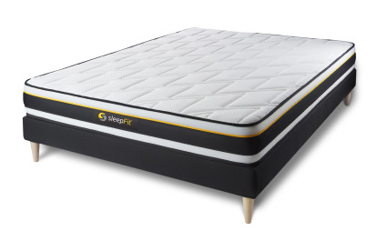 Ensemble Matelas Sommier 120x220 cm - Sommier Noir (en kit) - Soft