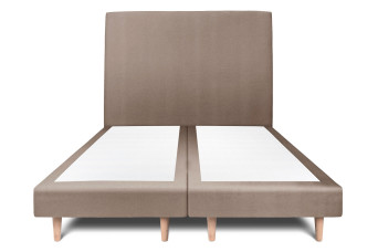 Lit 2x90x200 cm avec Tête de lit tapissée - Tissu Velours Taupe