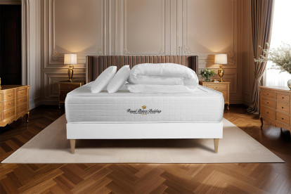Pack lit complet 140x190 cm - Matelas + Sommier Blanc (en kit) + 2 oreillers + Couette - Windsor
