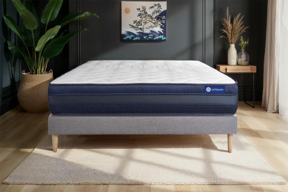 Ensemble Matelas Sommier 140x200 cm - Sommier Gris (en kit) - Actilatex Tech