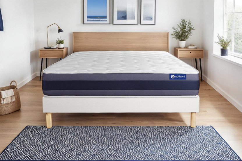 Ensemble Matelas Sommier 180x200 cm - Sommier Blanc (en kit) - Actiflex Morpho