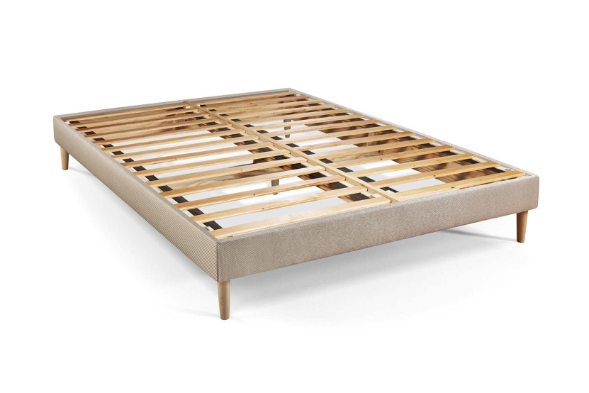 Pack lit complet 160x200 cm - Matelas + Sommier Beige (en kit) + 2 oreillers + Couette - Le Douillet