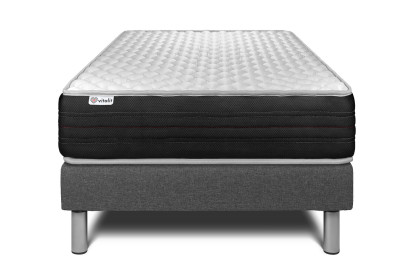 Ensemble Matelas Sommier 90x200 cm - Sommier Gris (en kit) - Vitalmemo One