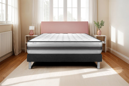 Ensemble Matelas Sommier 90x200 cm - Sommier Noir (en kit) - Vitalpower Recover