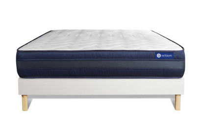 Ensemble Matelas Sommier 130x190 cm - Sommier Blanc (en kit) - Actiflex Tech