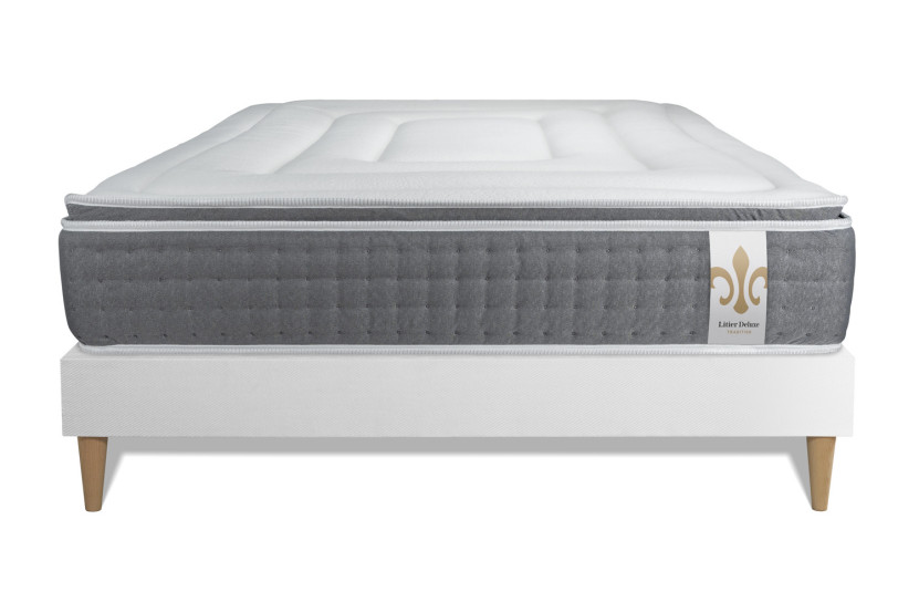 Ensemble Matelas Sommier 140x200 cm - Sommier Blanc (en kit) - Vingt-Six PLUS