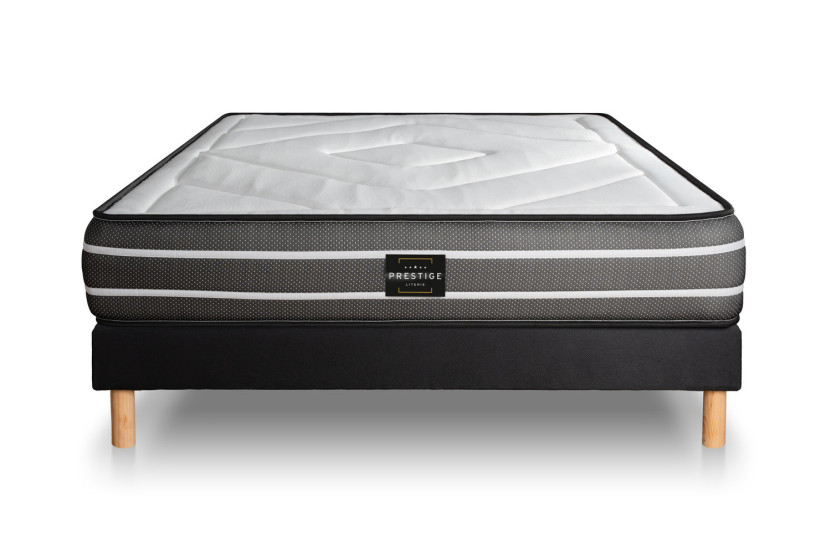Ensemble Matelas Sommier 140x200 cm - Sommier Noir (en kit) - Exclusive