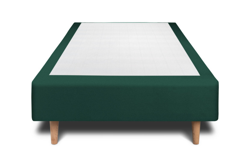 Lit 90x200 cm avec Tête de lit capitonnée - Tissu Velours Vert