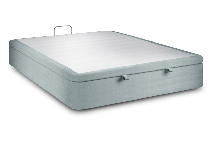 Sommier Coffre 140x200 cm - Velours - Gris bleuté
