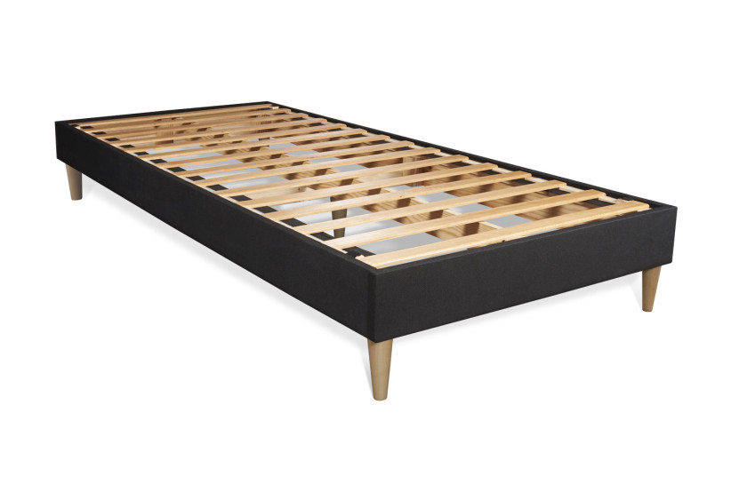 Ensemble Matelas Sommier 90x190 cm - Sommier Noir (en kit) - Soft
