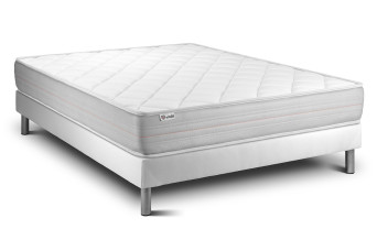Ensemble Matelas Sommier 130x200 cm - Sommier Blanc (en kit) - Vitalmemo