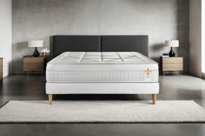 Ensemble Matelas Sommier 200x200 cm - Sommier Blanc (en kit) - Vingt-Huit