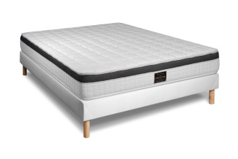 Ensemble Matelas Sommier 200x200 cm - Sommier Blanc (en kit) - Supérieur