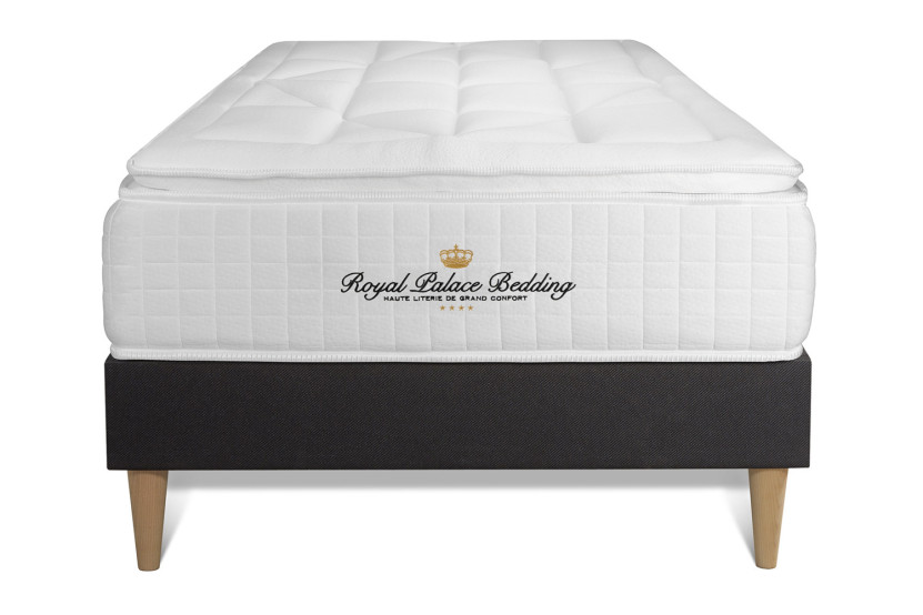 Ensemble Matelas Sommier 90x200 cm - Sommier Noir (en kit) - George V
