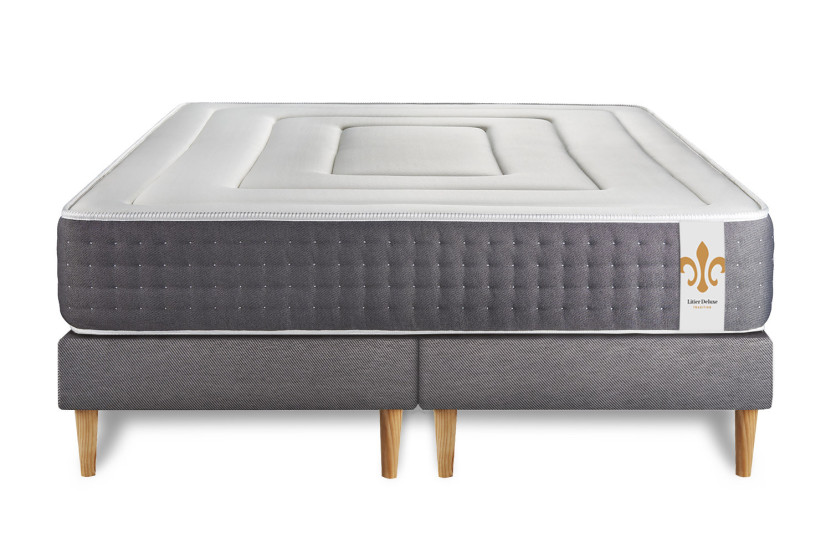Ensemble Matelas Sommier 200x200 cm - 2 Sommiers Gris - Vingt-Six