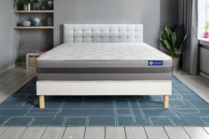 Ensemble Matelas Sommier 150x200 cm - Sommier Blanc (en kit) - Actilatex Relax