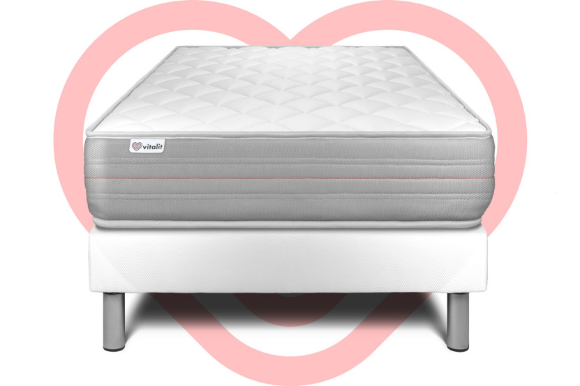 Ensemble Matelas Sommier 120x190 cm - Sommier Blanc (en kit) - Vitalmemo