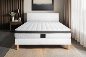 Ensemble Matelas Sommier 140x190 cm - Sommier Blanc (déjà monté) - Supérieur