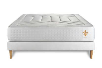 Ensemble Matelas Sommier 140x190 cm - Sommier Blanc (déjà monté) - Vingt-Quatre