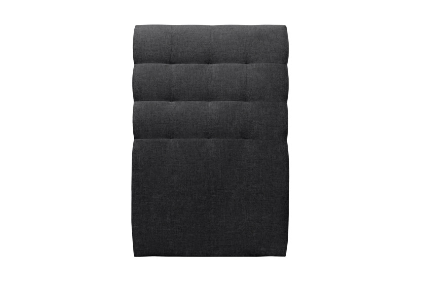 Lit 90x200 cm avec Tête de lit capitonnée - Tissu Toile natté Noir