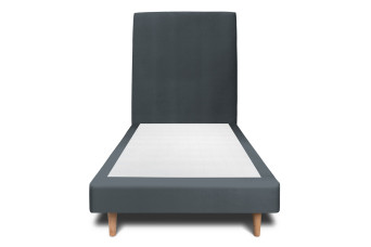 Lit 90x200 cm avec Tête de lit tapissée - Tissu Velours Gris Anthracite