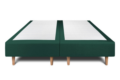 Lit 2x 80x200 cm - Sommier tapissier H35 cm + tête de lit à lignes - Tissu Velours Vert