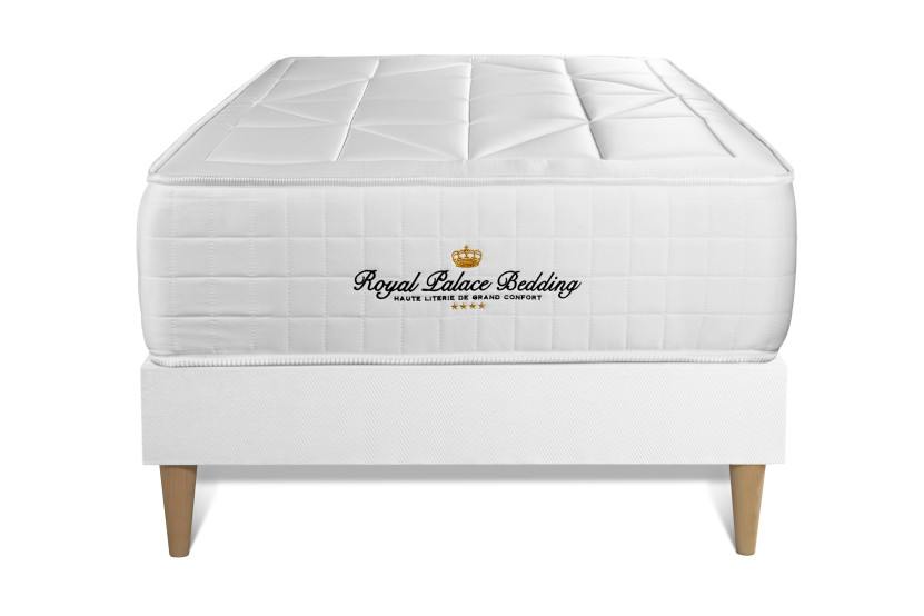 Ensemble Matelas Sommier 90x200 cm - Sommier Blanc (déjà monté) - Windsor