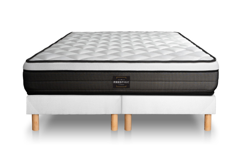 Ensemble Matelas Sommier 200x200 cm - 2 Sommiers Blancs (déjà monté) - Suite