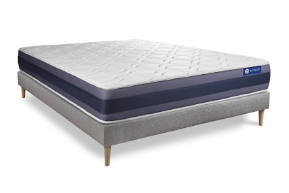 Ensemble Matelas Sommier 140x200 cm - Sommier Gris (en kit) - Actilatex Morpho