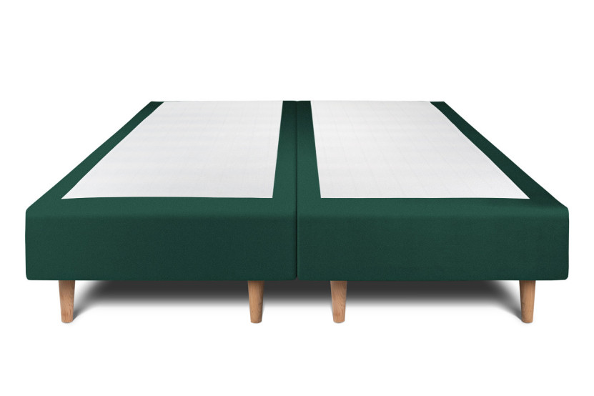Lit 2x100x200 cm avec Tête de lit à lignes - Tissu Velours Vert